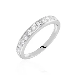 Demi-alliance Or Blanc  Valentine Diamant Synthetique