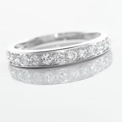 Demi-alliance Or Blanc  Valentine Diamant Synthetique