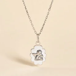 Pendentif Ange Nuage Or Blanc