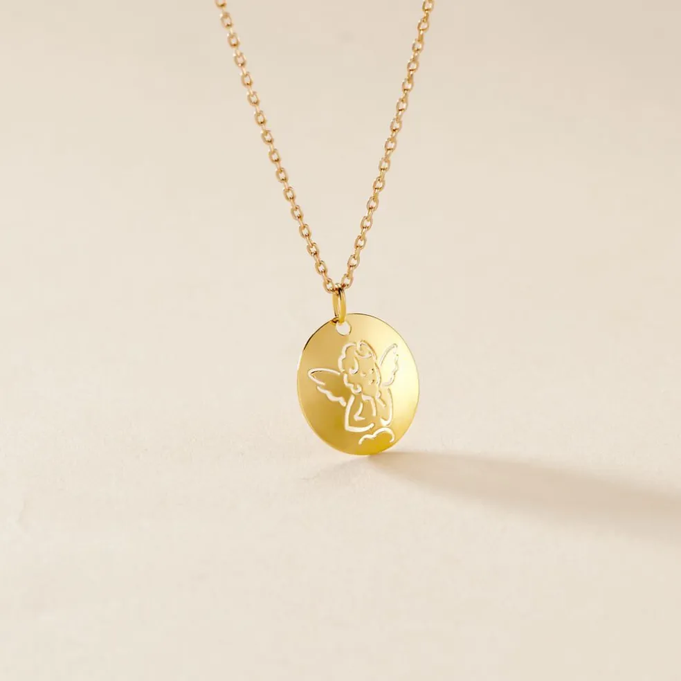 Pendentif Ange Rond Or Jaune