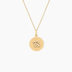 Pendentif Ange Rond Satine Or Jaune