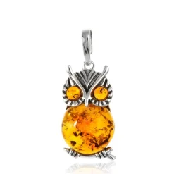 Pendentif Argent Blanc Benoite Ambre
