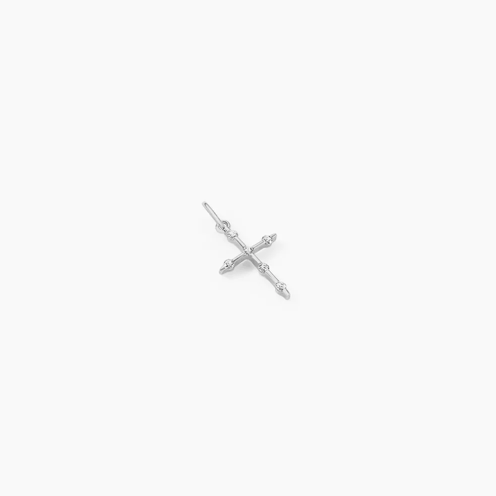 Pendentif Canice Croix Or Blanc Oxyde De Zirconium