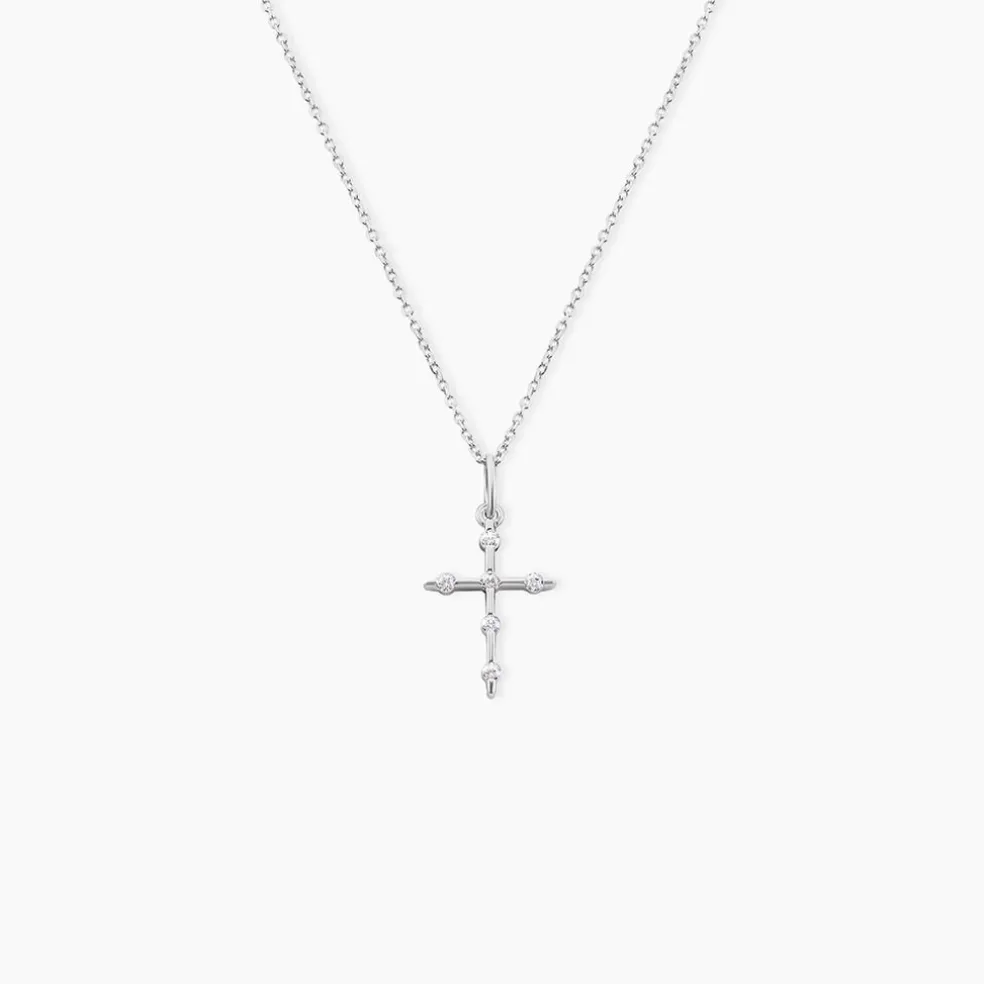 Pendentif Canice Croix Or Blanc Oxyde De Zirconium