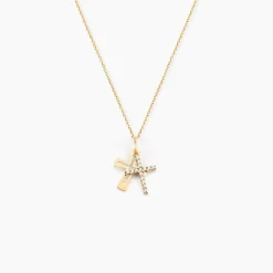 Pendentif Canice Croix Or Jaune Oxyde De Zirconium