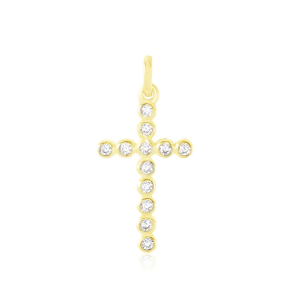Pendentif Canice Croix Or Jaune Oxyde De Zirconium
