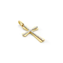 Pendentif Crocetta Or Jaune Oxyde De Zirconium