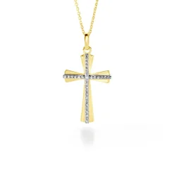 Pendentif Crocetta Or Jaune Oxyde De Zirconium