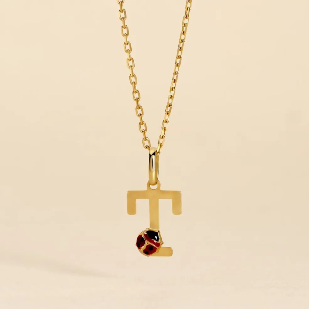 Pendentif Helidie Coccinelle Lettre Or Jaune