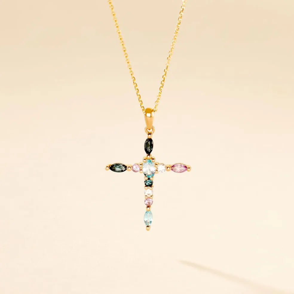 Pendentif Iris Or Jaune Topaze Améthyste