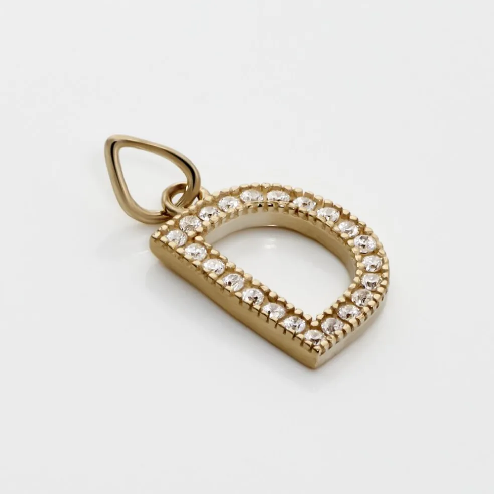 Pendentif Lettre D Or Jaune Oxyde