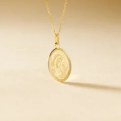 Pendentif Or Jaune Vierge A L'enfant