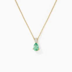 Pendentif Pâris Or Jaune Emeraude Diamant