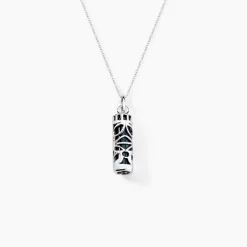 Pendentif Tiki Argent Blanc Onyx