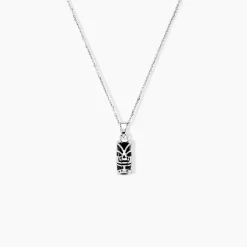 Pendentif Tiki Argent Blanc Onyx