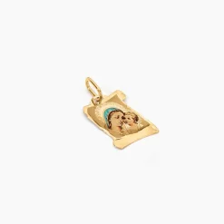 Pendentif Vierge A L'enfant Parchemin Or Jaune