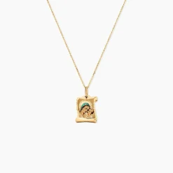 Pendentif Vierge A L'enfant Parchemin Or Jaune