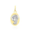 Pendentif Vierge Ovale Or Bicolore