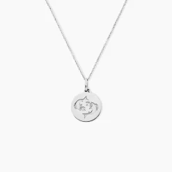 Pendentif Zodiaque Rond Argent Blanc
