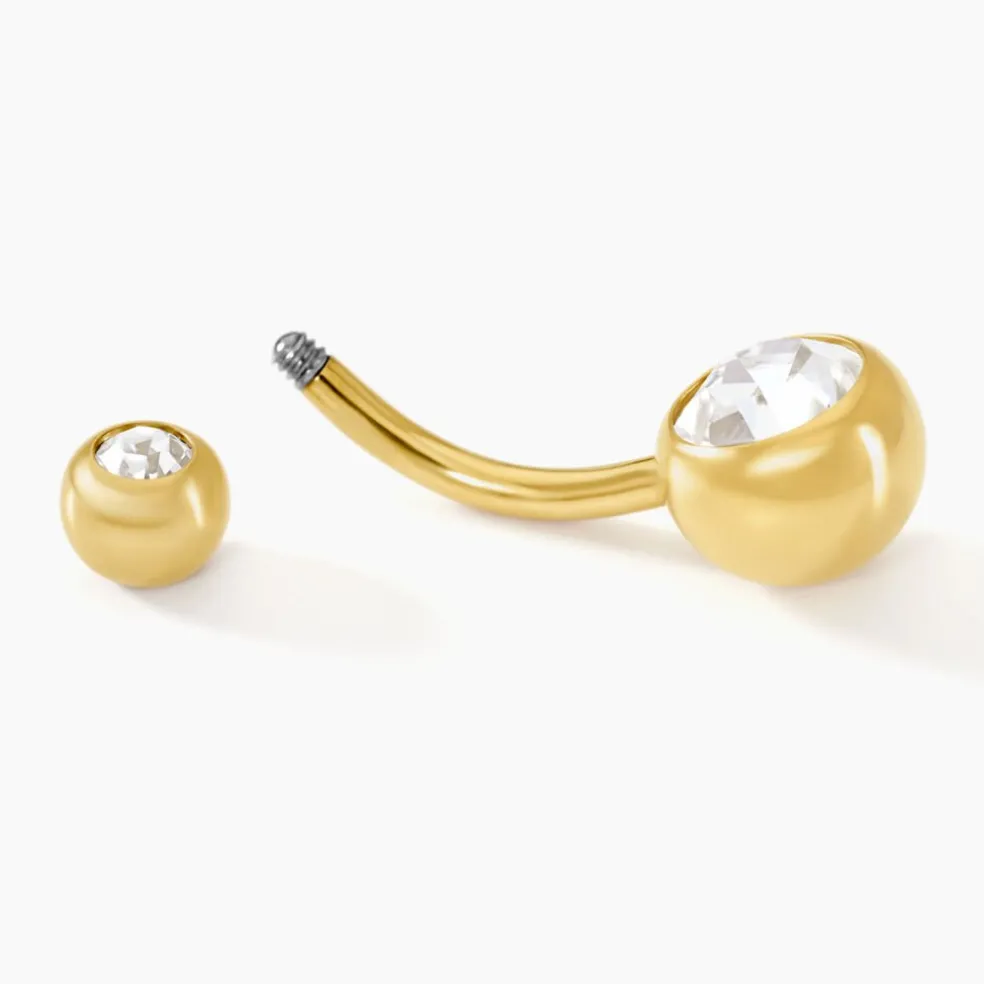 Piercing De Nombril Santuzza Acier Doré Verre