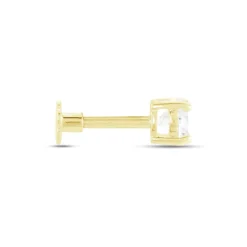 Piercing D'oreille Or Jaune Albizias Oxydes De Zirconium