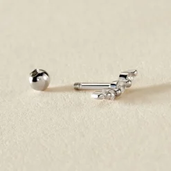 Piercing D'oreille Unitaire Acadia Argent Blanc Oxyde De Zirconium