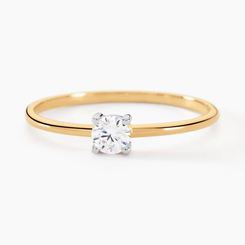 Solitaire Or Jaune Philys Oxyde De Zirconium